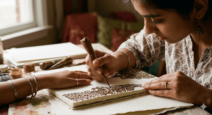 No Commitment: Practice Henna Drawing on Paper