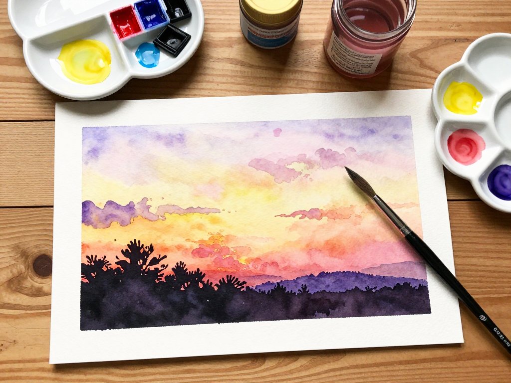Painting a Watercolor Sunset Sky: Easy Tutorial